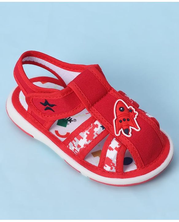 Cute Walk by Babyhug Velcro Closure Sandals With Rocket Applique - Navy Blue