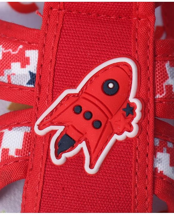 Cute Walk by Babyhug Velcro Closure Sandals With Rocket Applique - Navy Blue