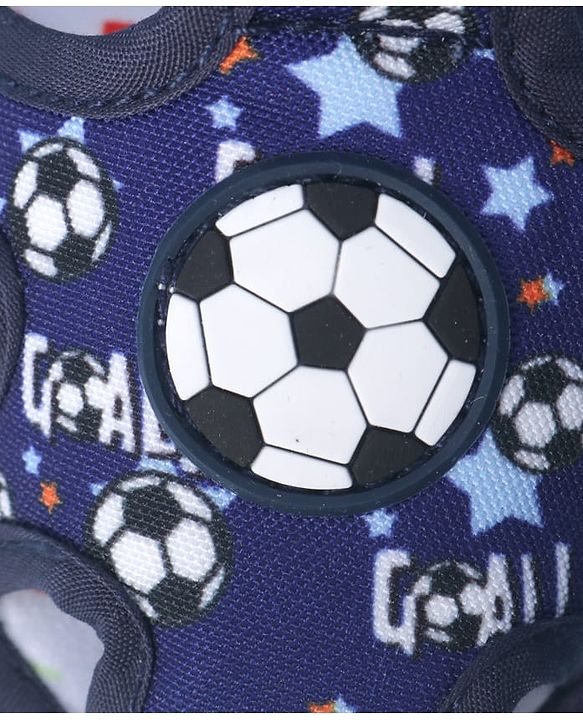 Cute Walk by Babyhug Velcro Closure Sandals With Football Print & Applique - Blue