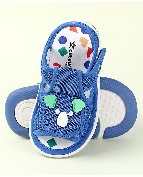 Cute Walk by Babyhug Velcro Closure Sandals With Wings Applique - Blue
