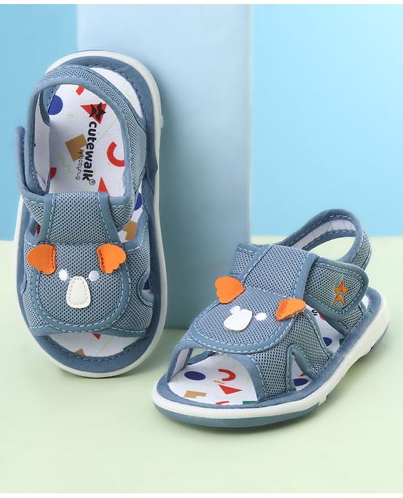Cute Walk by Babyhug Velcro Closure Sandals With Wings Applique - Blue