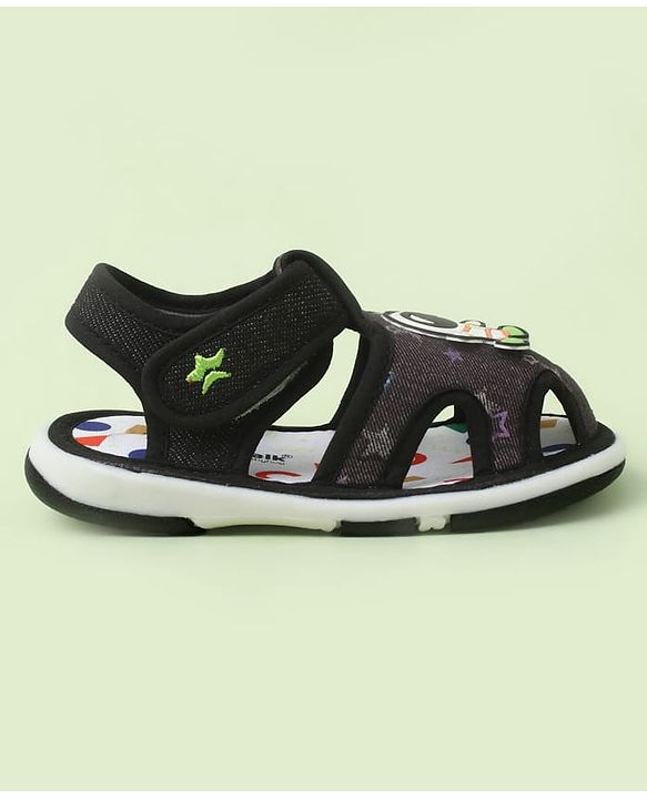 Cute Walk by Babyhug Velcro Closure Sandals With Astronaut Applique - Black
