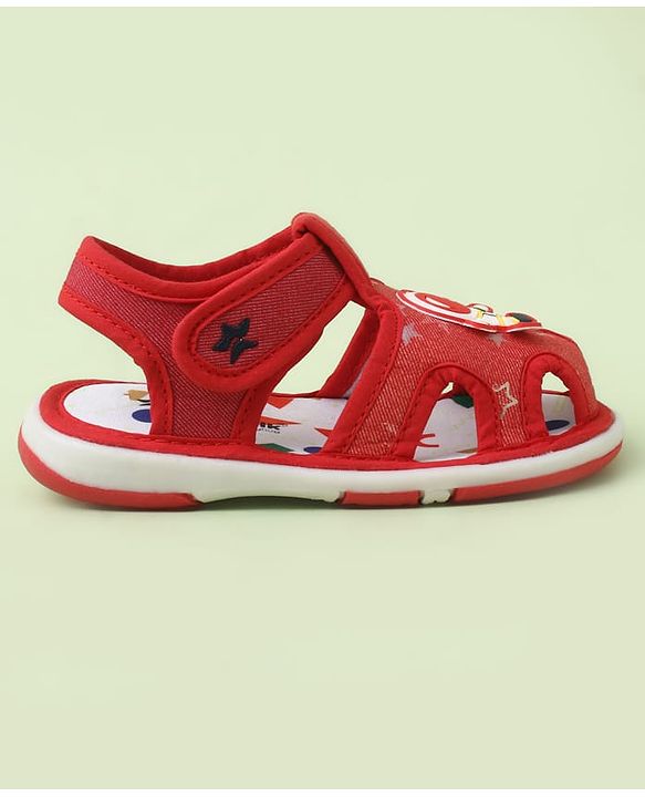 Cute Walk by Babyhug Velcro Closure Sandals With Astronaut Applique - Black