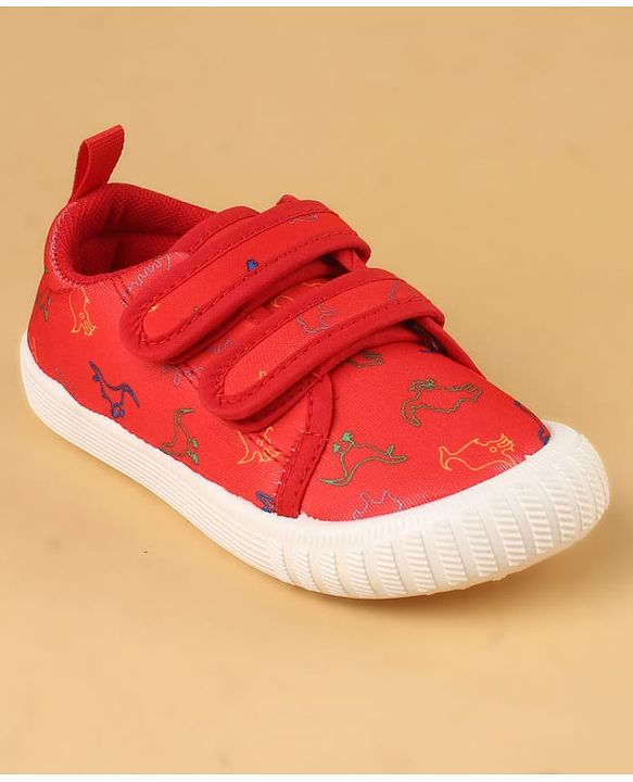 Cute Walk by Babyhug Velcro Closure Casual Shoes with Dino Print - Red