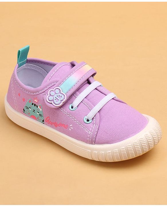 Cute Walk by Babyhug Casual Shoes With Velcro Closure & Cat Design - Purple