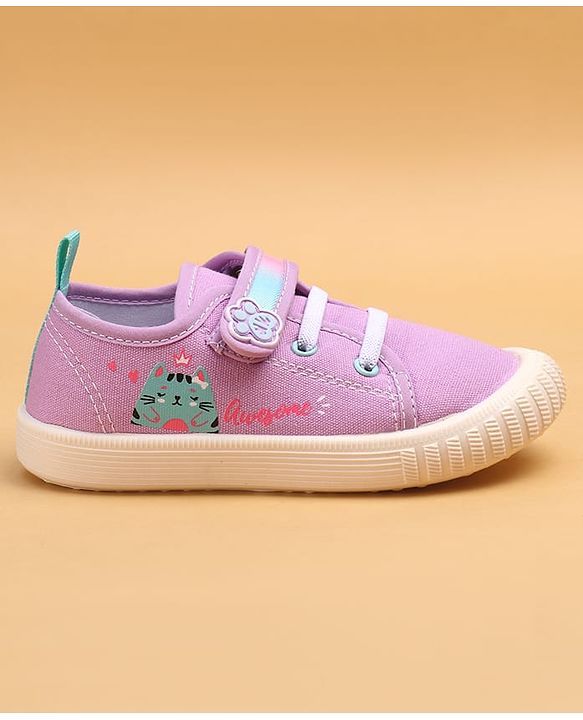 Cute Walk by Babyhug Casual Shoes With Velcro Closure & Cat Design - Purple