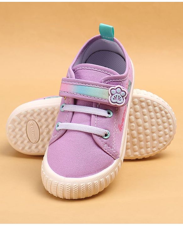 Cute Walk by Babyhug Casual Shoes With Velcro Closure & Cat Design - Purple