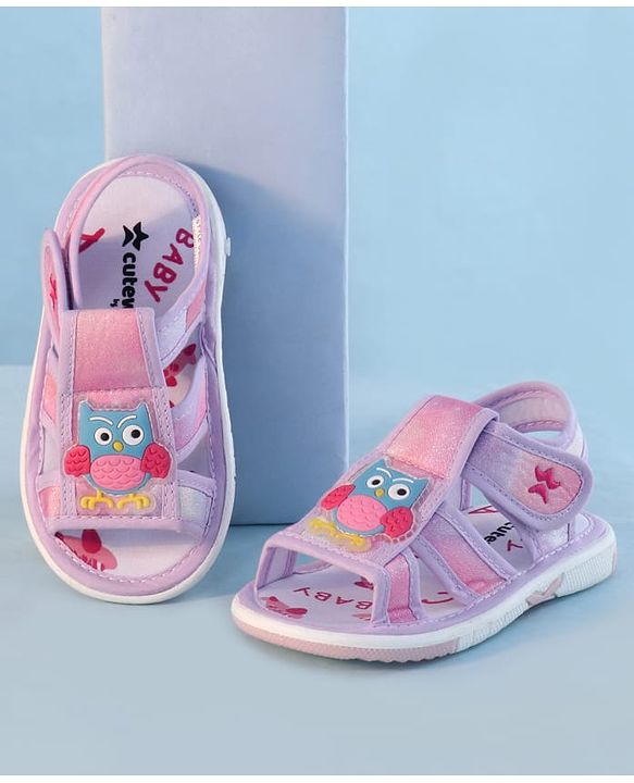 Cute Walk by Babyhug Sandal With Velcro Closure & Bird Applique - Purple
