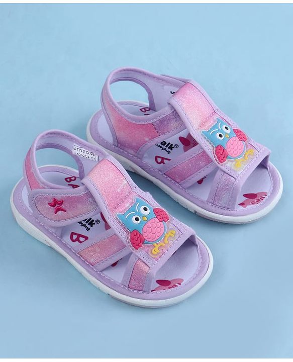 Cute Walk by Babyhug Sandal With Velcro Closure & Bird Applique - Purple