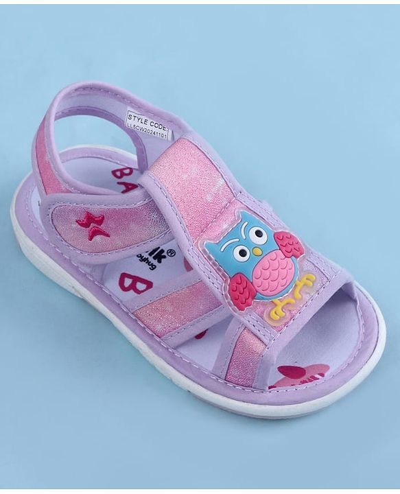 Cute Walk by Babyhug Sandal With Velcro Closure & Bird Applique - Purple