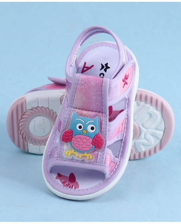 Cute Walk by Babyhug Sandal With Velcro Closure & Bird Applique - Purple