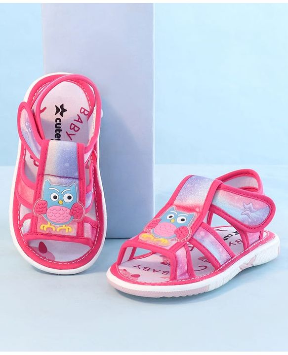 Cute Walk by Babyhug Sandal With Velcro Closure & Bird Applique - Purple