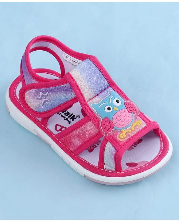 Cute Walk by Babyhug Sandal With Velcro Closure & Bird Applique - Purple