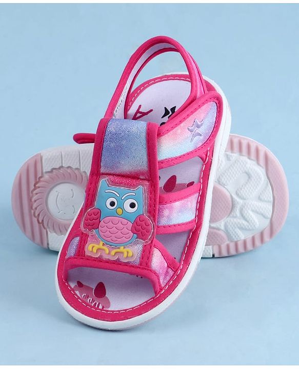 Cute Walk by Babyhug Sandal With Velcro Closure & Bird Applique - Purple