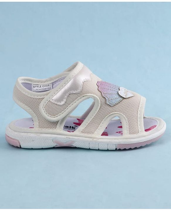 Cute Walk by Babyhug Velcro Closure Sandals With Seashell Applique - Beige