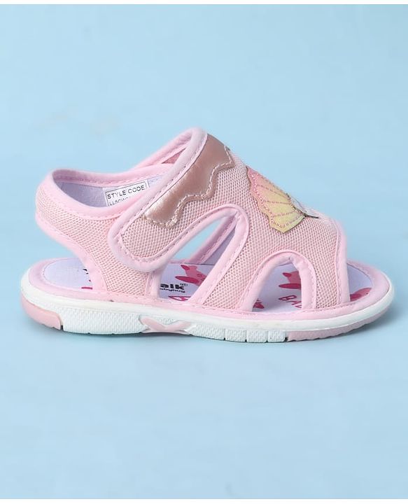 Cute Walk by Babyhug Velcro Closure Sandals With Seashell Applique - Beige