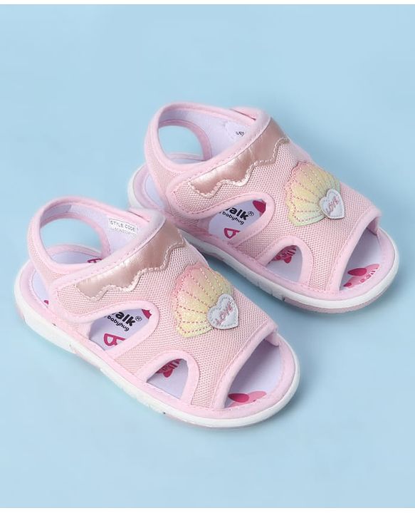 Cute Walk by Babyhug Velcro Closure Sandals With Seashell Applique - Beige