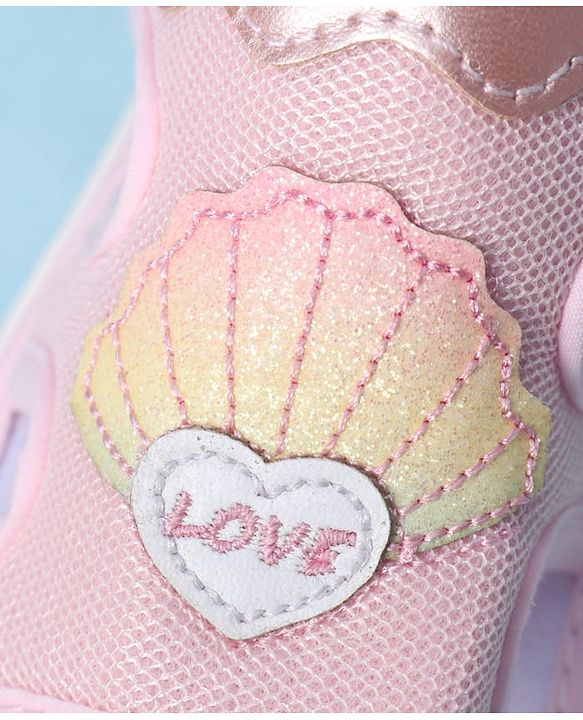 Cute Walk by Babyhug Velcro Closure Sandals With Seashell Applique - Beige