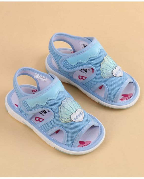Cute Walk by Babyhug Velcro Closure Sandals With Seashell Applique - Beige