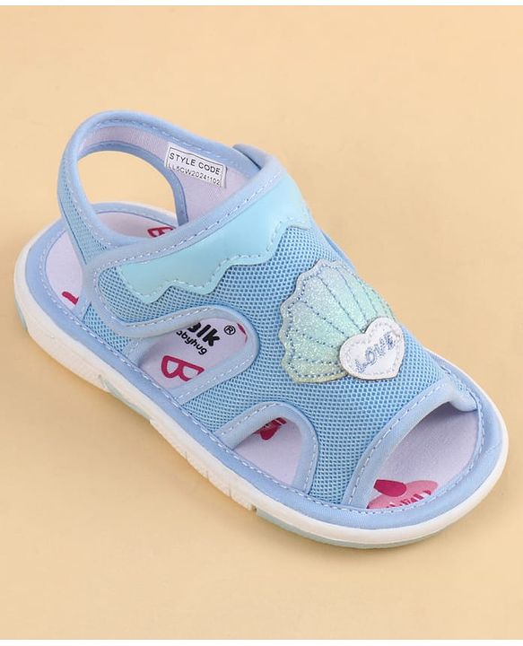 Cute Walk by Babyhug Velcro Closure Sandals With Seashell Applique - Beige