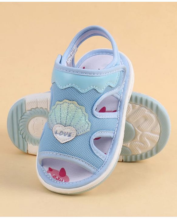 Cute Walk by Babyhug Velcro Closure Sandals With Seashell Applique - Beige