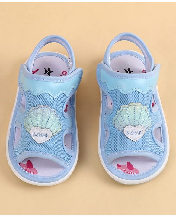 Cute Walk by Babyhug Velcro Closure Sandals With Seashell Applique - Beige