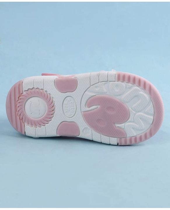 Cute Walk by Babyhug Sandals With Velcro Closure & Floral Applique - Golden