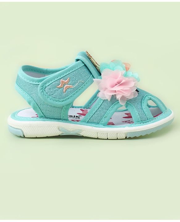 Cute Walk by Babyhug Sandals With Velcro Closure & Floral Applique - Golden