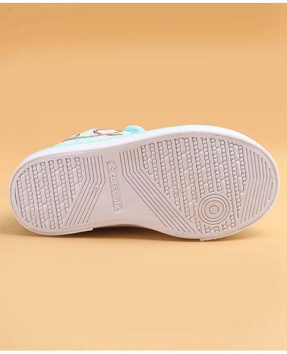 Cute Walk by Babyhug Casual shoes With Velcro Closure & Floral Applique - Light Green