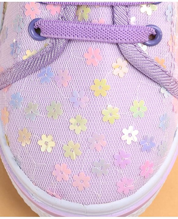 Cute Walk by Babyhug Casual shoes With Velcro Closure & Floral Applique - Light Green