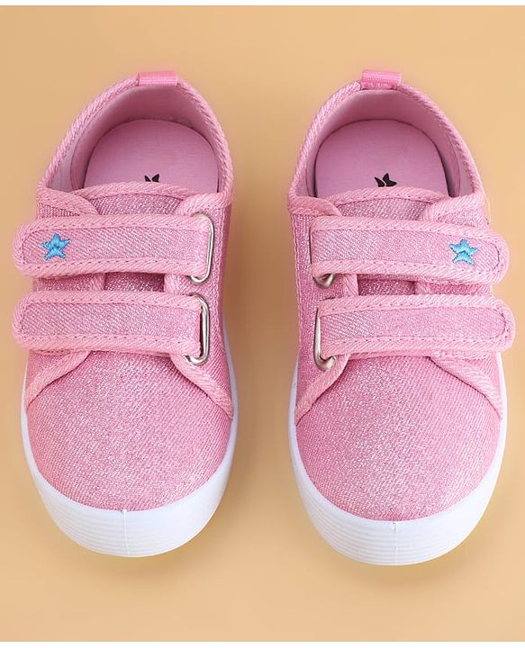 Cute Walk by Babyhug Velcro Closure Casual Shoes with Floral Embroidery - Black