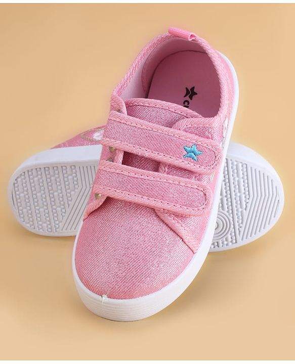 Cute Walk by Babyhug Velcro Closure Casual Shoes with Floral Embroidery - Black