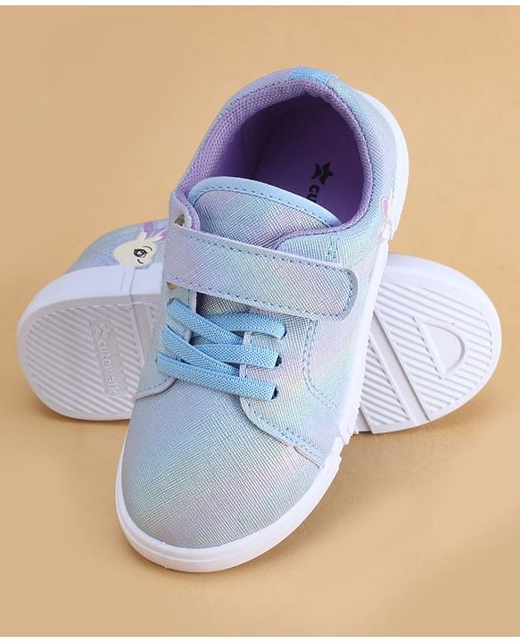 Cute Walk by Babyhug Velcro Closure Casual Shoes with Bunny Print - Blue