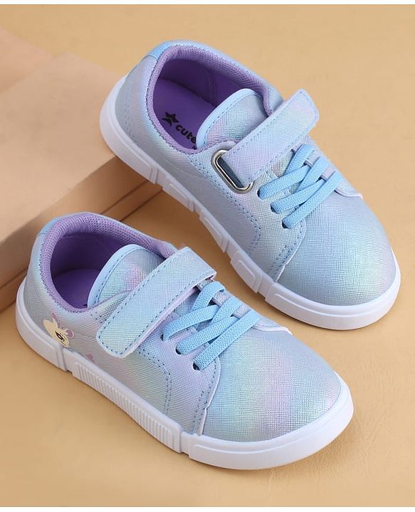 Cute Walk by Babyhug Velcro Closure Casual Shoes with Bunny Print - Blue