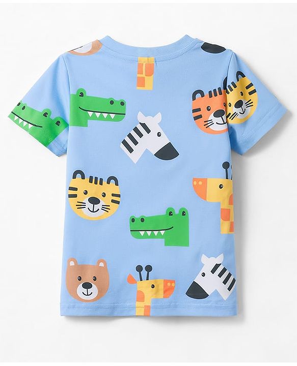 Babyhug Cotton Knit T-Shirt with All Over Print Half Sleeves Multicolor 6-9 Months