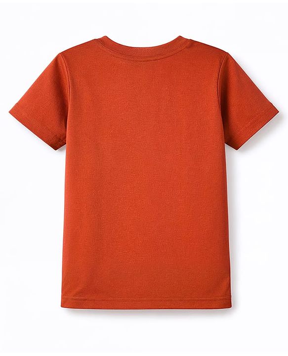 Babyhug Cotton Knit Half Sleeves T-Shirt with Tiger Print - Brown
