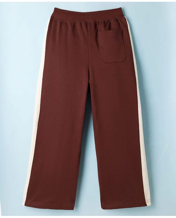 Pine Kids Knit Full Length Solid Colour Track Pant with Tape Detailing - Black