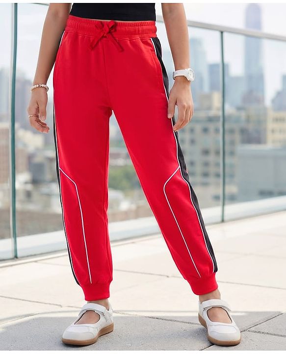 Pine Kids Knit Full Length Solid Lounge Pant - Red