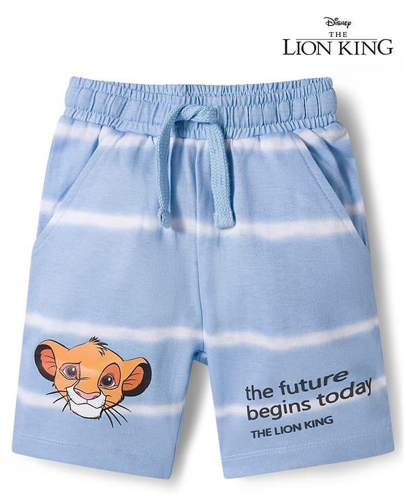 Babyhug Disney Terry Knit Knee Length Shorts with Lion King Graphics - Blue