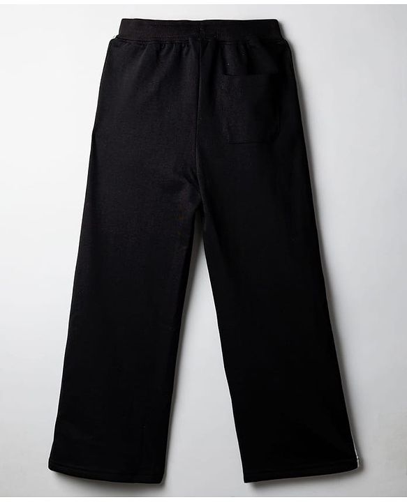 Pine Kids Knit Full Length Track Pant with Striped Design - Black