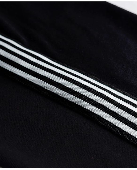 Pine Kids Knit Full Length Track Pant with Striped Design - Black