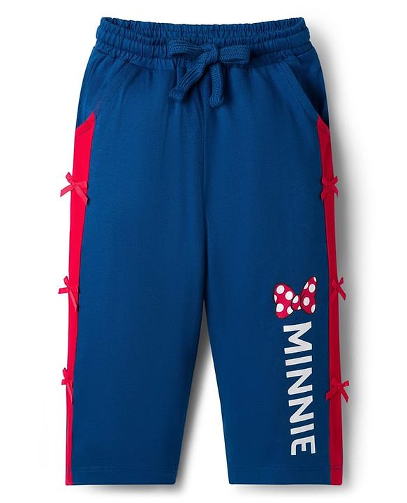 Babyhug Disney 100% Cotton Knit Half Sleeves T-Shirt & Pant Set With Minnie Mouse Graphics - Navy Blue