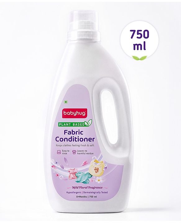 Babyhug Plant Based Fabric Conditioner with Gentle Floral Freshness - 750 ml| Long Lasting| No Harmful Residue| Maintains Fabric Shine|Prevents Stiffness| All types for Fabric| Dermatologically Tested