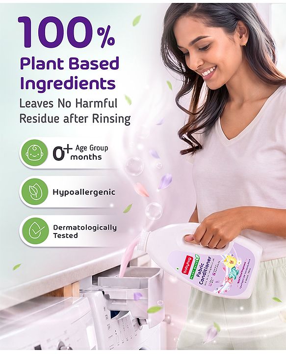 Babyhug Plant Based Fabric Conditioner with Gentle Floral Freshness - 750 ml| Long Lasting| No Harmful Residue| Maintains Fabric Shine|Prevents Stiffness| All types for Fabric| Dermatologically Tested