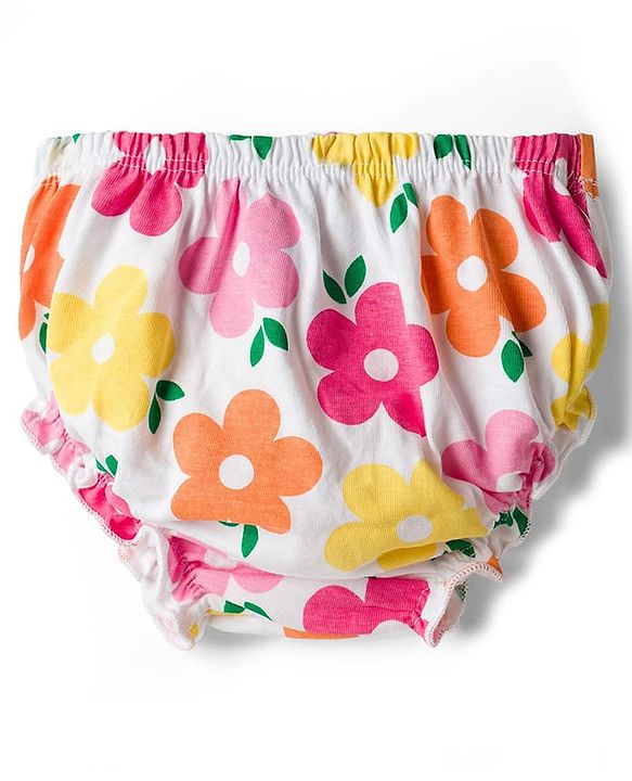 Babyhug Single Jersey Knit Sleeveless Floral Printed Frock with Bloomer & Headband - Multicolor