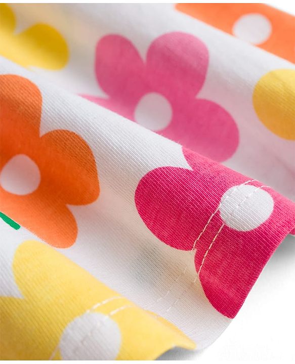 Babyhug Single Jersey Knit Sleeveless Floral Printed Frock with Bloomer & Headband - Multicolor