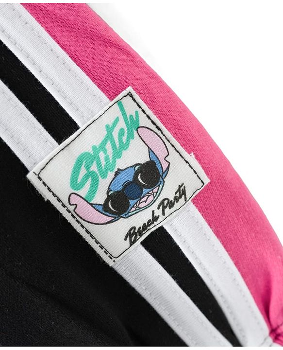 PINE KIDS DISNEY 100% Cotton Knit Half Sleeves T-Shirt & Pant Set With Stitch Graphics - Black