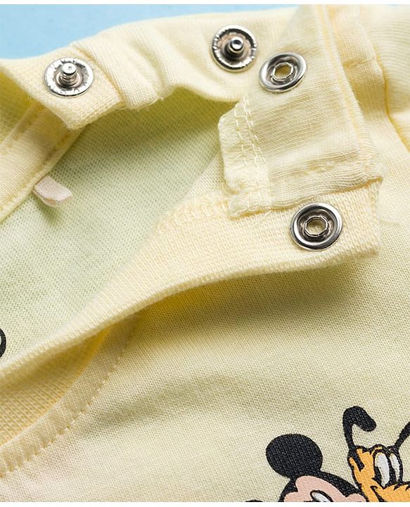 Babyhug Disney Single Jersey Knit Half Sleeves T-Shirt With Mickey Mouse & Friends Graphics - Yellow