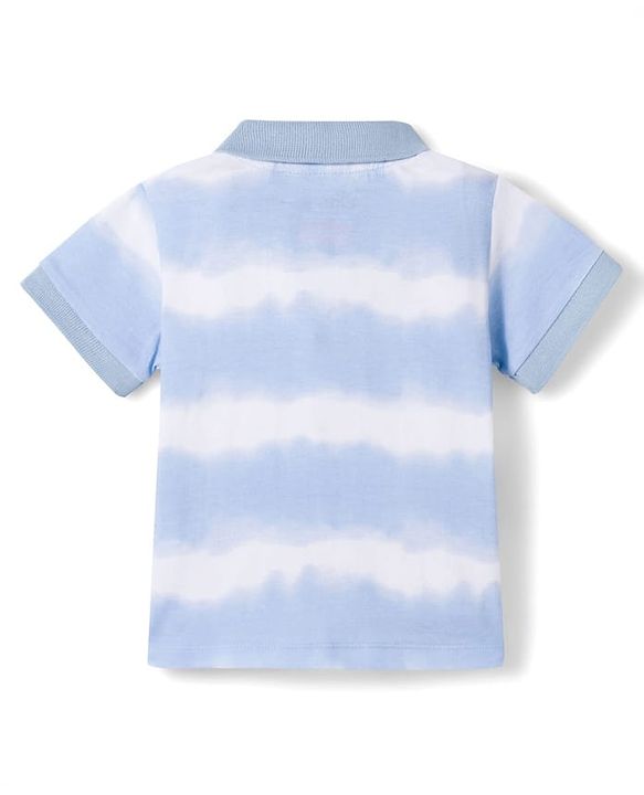Babyhug Disney Single Jersey Knit Half Sleeves Striped Polo T-Shirt with Lion King Graphic - Blue