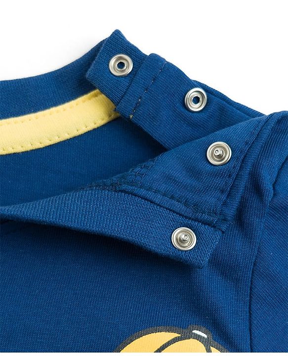 Babyhug Cotton Knit Half Sleeves T-Shirt With Dino Print & Applique - Navy Blue